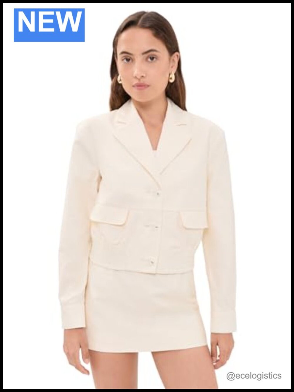 Women's Farrah Casual Jacket - Notch Collar Cloque Fabric Long Sleeve